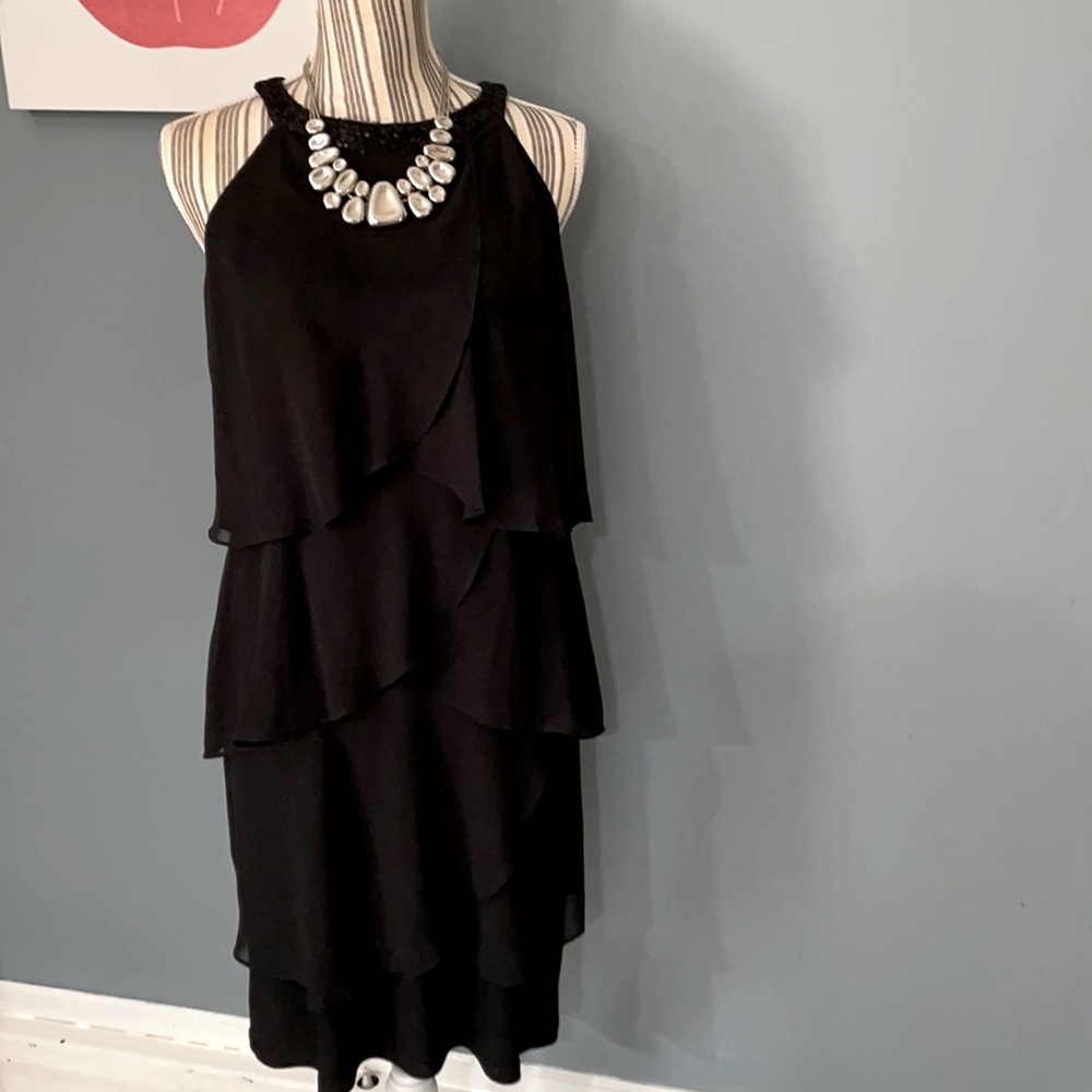 Chaps Little Black Dress with sequin neckline